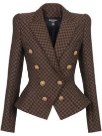 Balmain monogram-jacquard double-breasted Blazer | Brown | FARFETCH at Farfetch